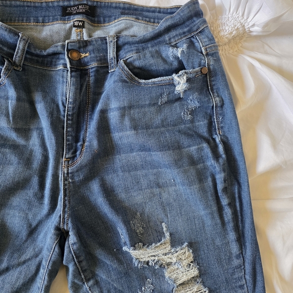 Judy Blue Womens Plus Size 18W Skinny Fit High Riise Distressed Blue Jeans - Picture 2 of 5